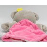 Doudou plat marionnette ours gris rose étoile jaune CMP