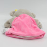 Doudou plat marionnette ours gris rose étoile jaune CMP