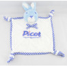 Doudou Plat carré Lapin bleu PICOT