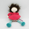 Peluche poupée chiffon rouge vert pois Louison MOULIN ROTY
