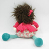 Peluche poupée chiffon rouge vert pois Louison MOULIN ROTY