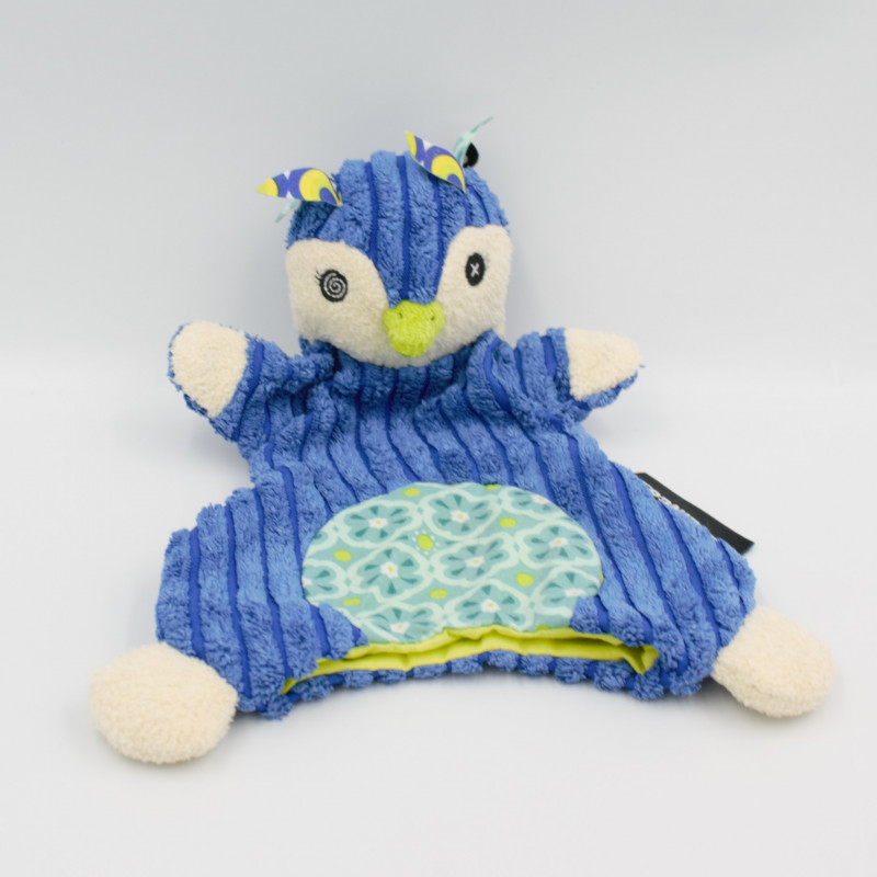 Doudou plat oiseau pingouin bleu Frigos DEGLINGOS