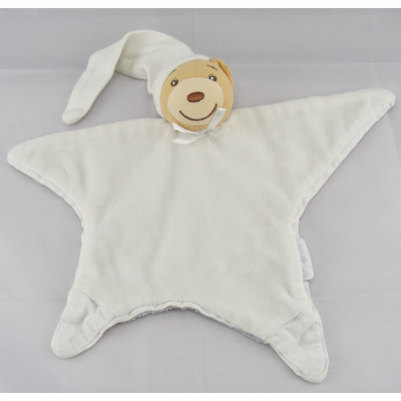 Doudou plat étoile ours blanc KALOO
