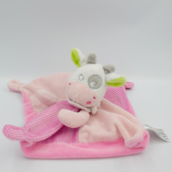 Doudou plat vache rose blanche pois MOTS D'ENFANTS