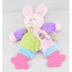 Doudou plat dentition lapin rose mauve UN REVE DE BEBE