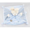Doudou plat lapin rayé bleu attache tétine NICOTOY