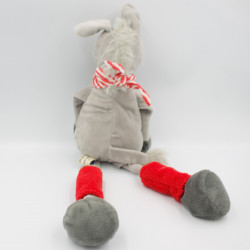 Doudou ane gris rouge aux longues pattes LES PETITES MARIE
