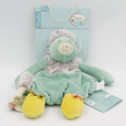 Doudou plat chat bleu gris vert les Pachats MOULIN ROTY NEUF