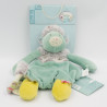 Doudou plat chat bleu gris vert les Pachats MOULIN ROTY NEUF