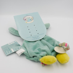 Doudou plat chat bleu gris vert les Pachats MOULIN ROTY 