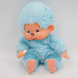 Ancienne Peluche Singe Kiki bleu AJENA