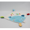 Doudou plat carré ours oiseau blanc bleu vert orange rouge NICOTOY