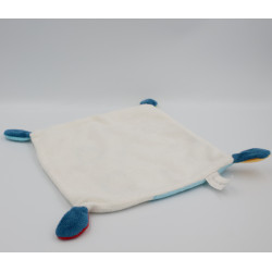 Doudou plat carré ours oiseau blanc bleu vert orange rouge NICOTOY