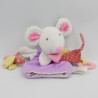 Doudou et compagnie marionnette souris mauve blanc rose rouge pois