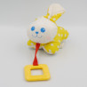 Ancien Doudou lapin blanc jaune anneau FISHER PRICE