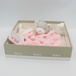 Doudou plat ours Plume rose KALOO 