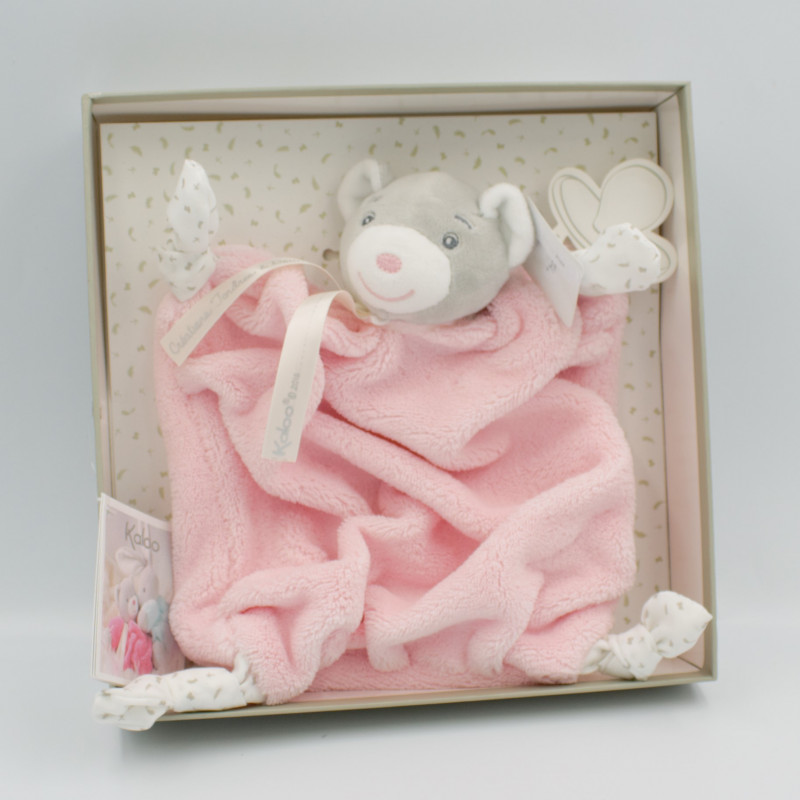 Doudou plat ours Plume rose KALOO NEUF