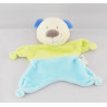 Doudou plat ours bleu vert Nicotoy 