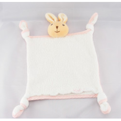 Doudou plat lapin rose blanc KALOO