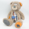 Peluche ours marron orange carreaux CA CREDIT AGRICOLE