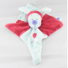 Doudou plat chien rouge bleu attache tétine TEX BABY