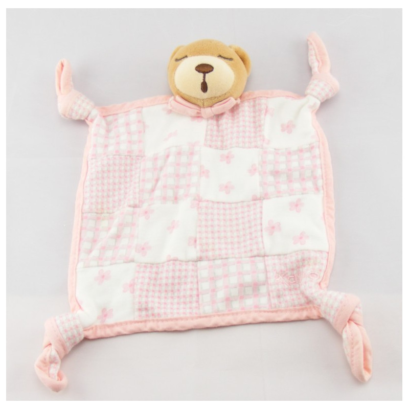 Doudou plat lapin blanc rose KALOO