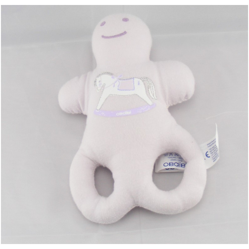 Doudou hochet forme OB rose OBAIBI