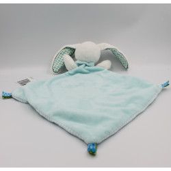 Doudou plat lapin blanc bleu hibou renard MOTS D'ENFANTS