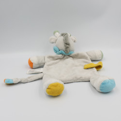 Doudou plat girafe grise jaune bleu orange jungle TEX BABY