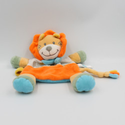 Doudou plat lion orange bleu gris TEX