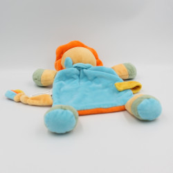 Doudou plat lion orange bleu gris TEX