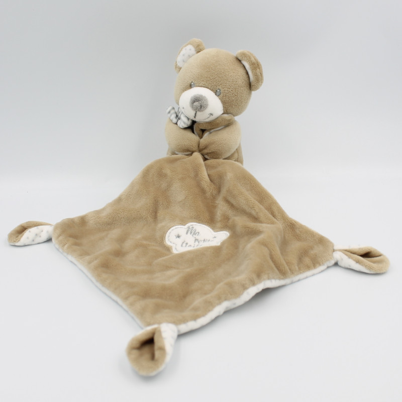 Doudou ours beige blanc étoiles mouchoir Ma petite étoile POMMETTE