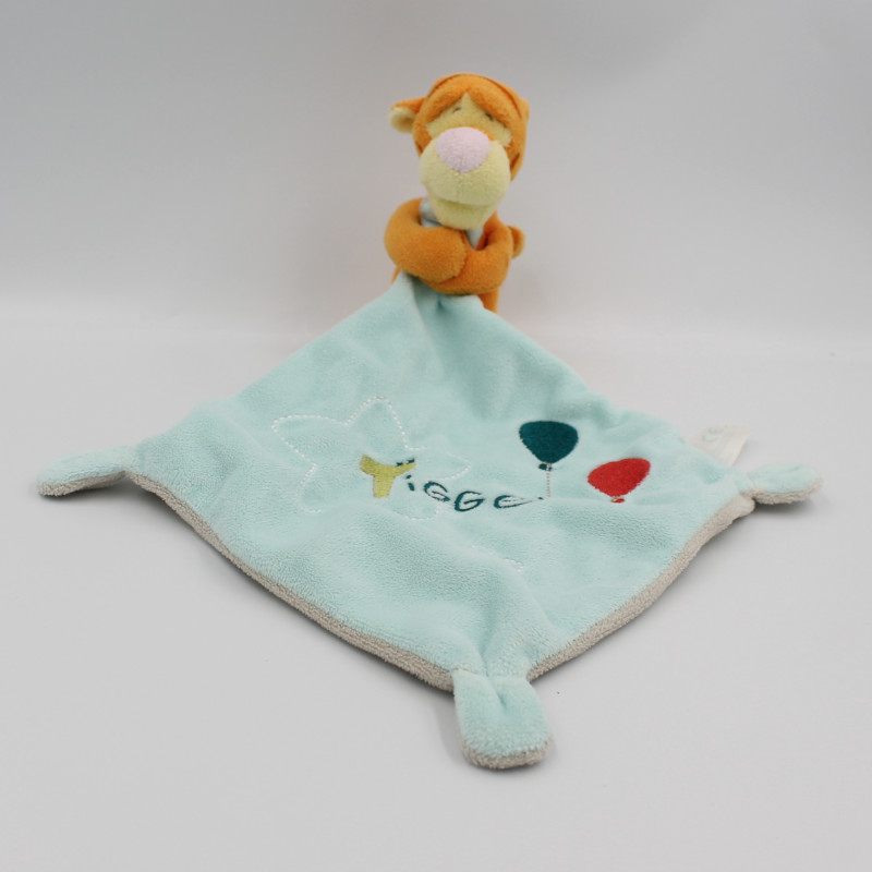 Doudou plat Tigrou mouchoir bleu ballons DISNEY BABY
