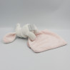 Doudou et compagnie lapin blanc rose noeud mouchoir