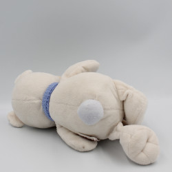 Doudou musical ours blanc beige écharpe bleu otarie BENGY