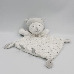 Doudou plat ours blanc gris étoiles NICOTOY SIMBA TOYS
