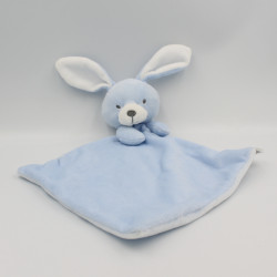 Doudou plat lapin bleu blanc MES PETITS CAILLOUX CMP