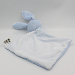 Doudou plat lapin bleu blanc MES PETITS CAILLOUX CMP