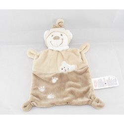 Doudou plat ours marron beige empreintes NICOTOY