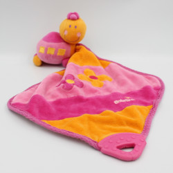 Doudou tortue avec mouchoir rose orange dentition BABYSUN