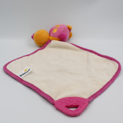 Doudou tortue avec mouchoir rose orange dentition BABYSUN