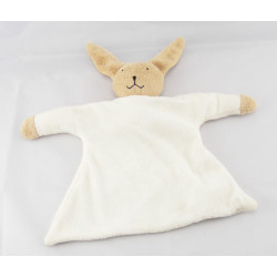 Doudou plat hochet lapin blanc bleu KIMBALOO