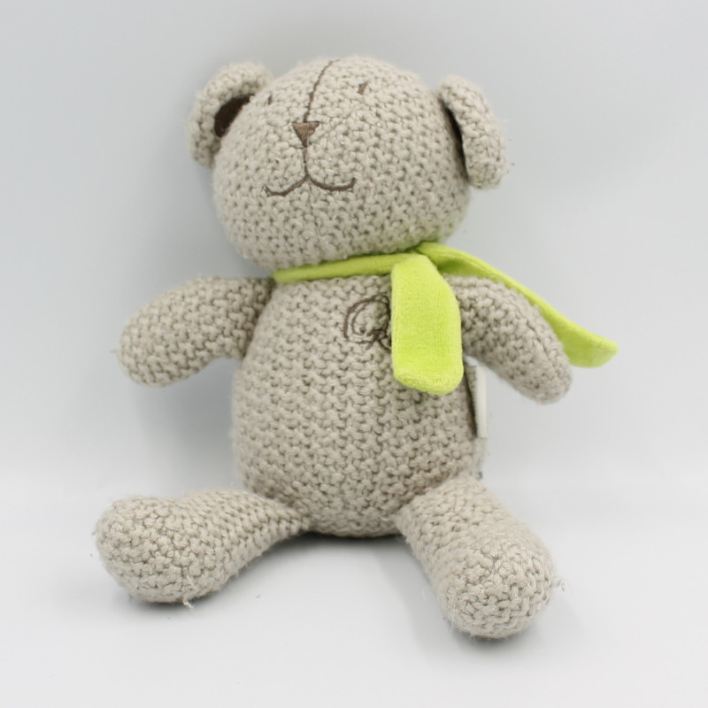 Doudou ours gris vert laine ORCHESTRA