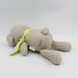 Doudou ours gris vert laine ORCHESTRA