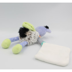 Doudou et compagnie ane gris vert bleu mauve mouchoir Choupi doudou