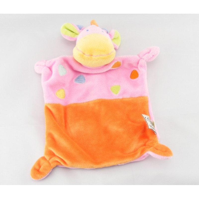 Doudou plat Girafe jaune orange MOTS D'ENFANTS