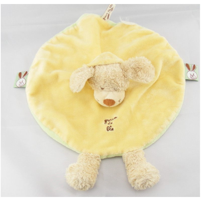 Doudou plat chien sweat capuche jaune NICOTOY