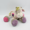 Doudou girafe vache grise rose violet Alyzée NATTOU