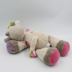 Doudou girafe vache grise rose violet Alyzée NATTOU