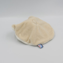 Doudou plat rond ours blanc beige SUCRE D'ORGE